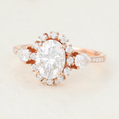 Oval Cluster Lab-Grown Diamond Engagement Ring