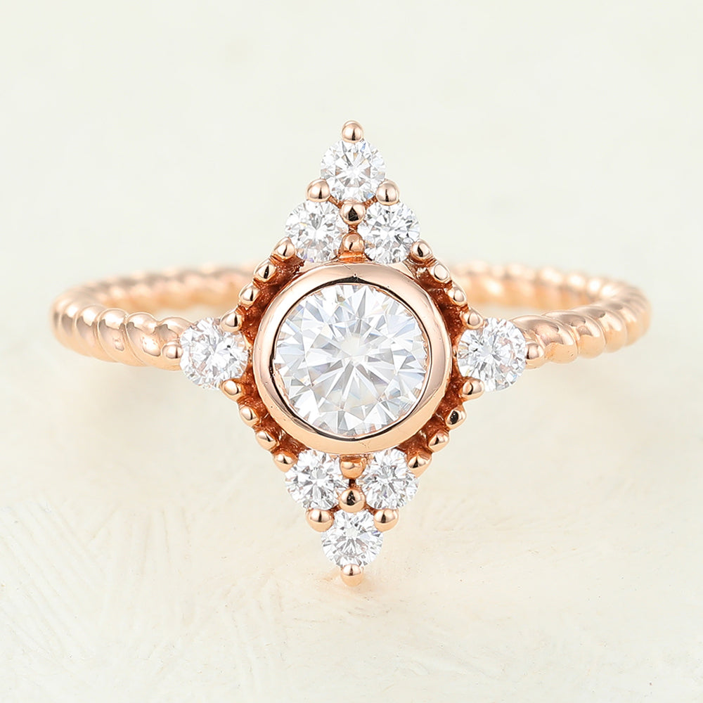 Round Cluster Lab-Grown Diamond Engagement Ring