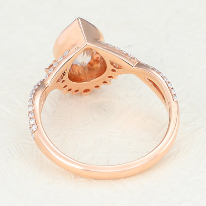Pear Cluster & Bezel Lab-Grown Diamond Engagement Ring