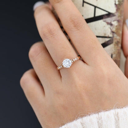 Round Pave Lab-Grown Diamond Engagement Ring