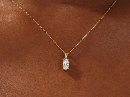 1.0 TCW Marquise Shape Moissanite Solitaire Necklace