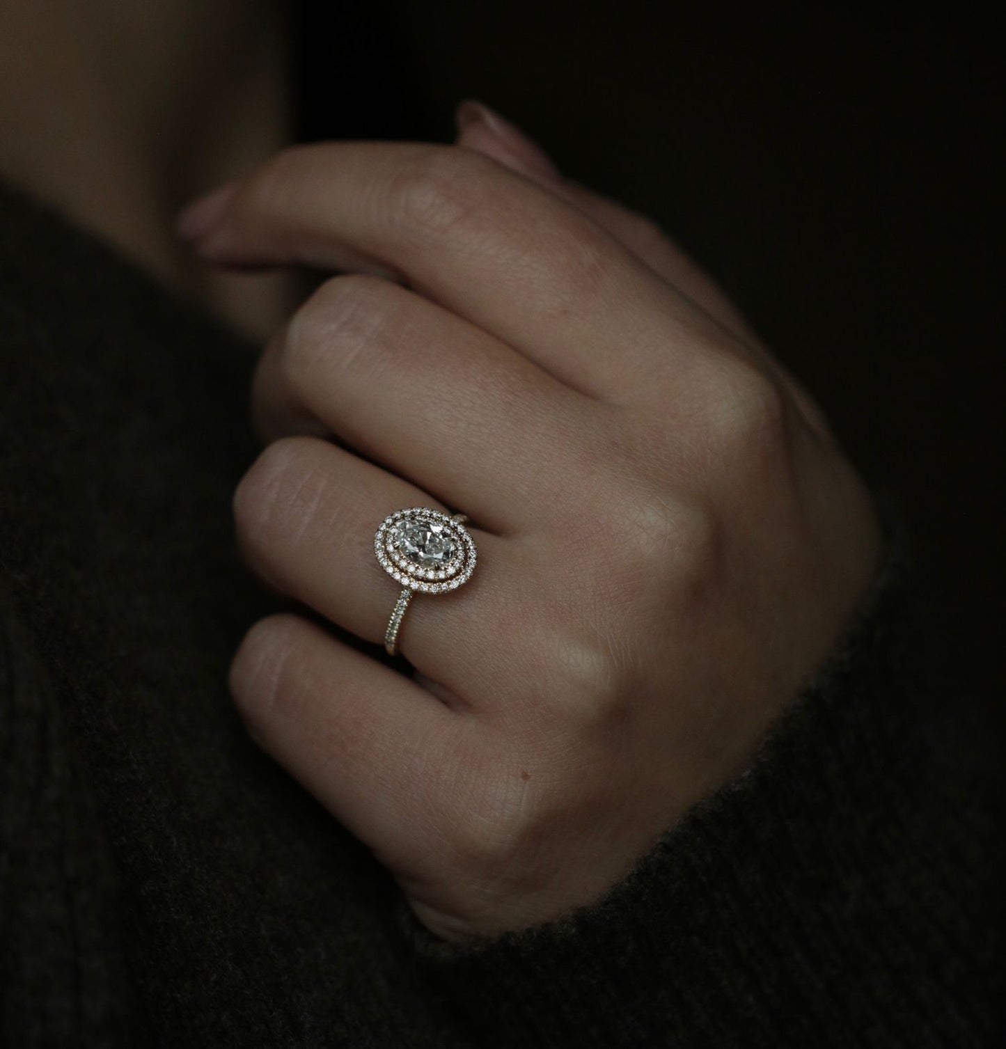 Oval Double Halo Lab Grown Diamond Engagement Ring