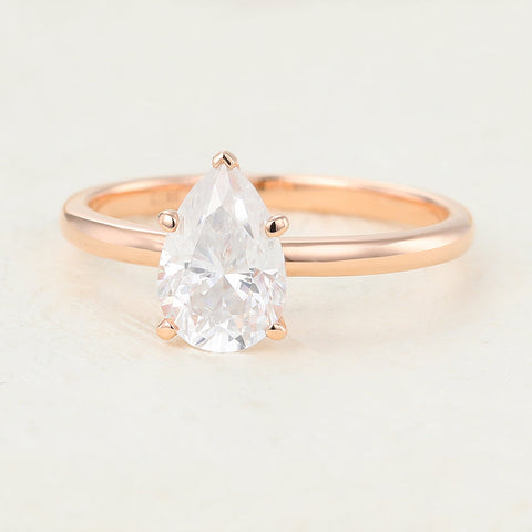 1.5 CT Pear Shaped Moissanite Solitaire Engagement Ring 3