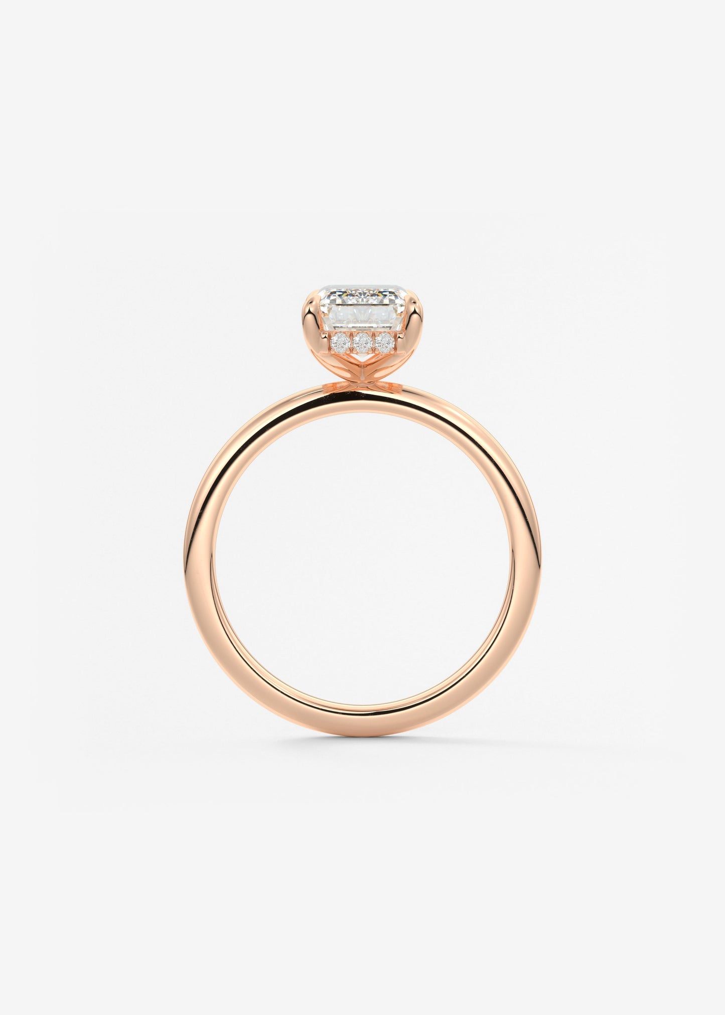 Emerald Hidden Halo Lab Grown Diamond Engagement Ring