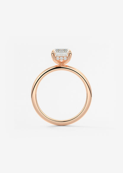 Emerald Hidden Halo Lab Grown Diamond Engagement Ring