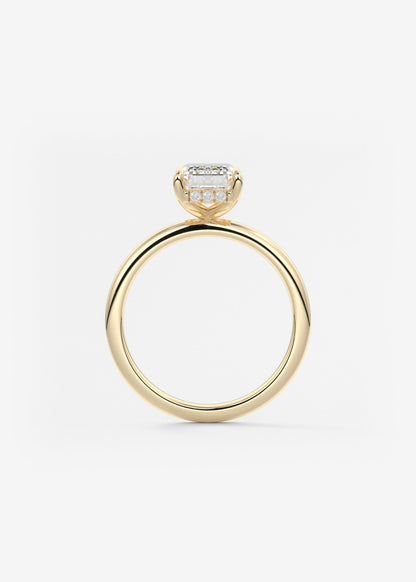 Emerald Hidden Halo Lab Grown Diamond Engagement Ring