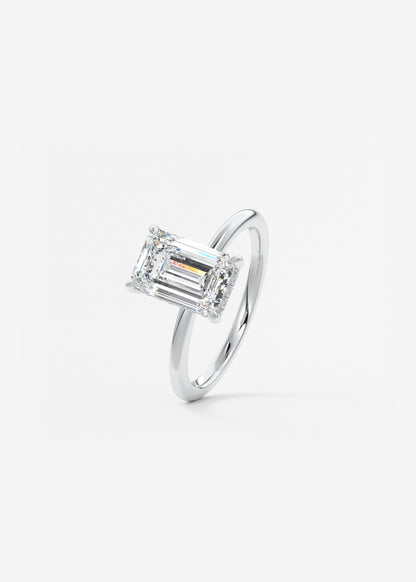 Emerald Hidden Halo Lab Grown Diamond Engagement Ring