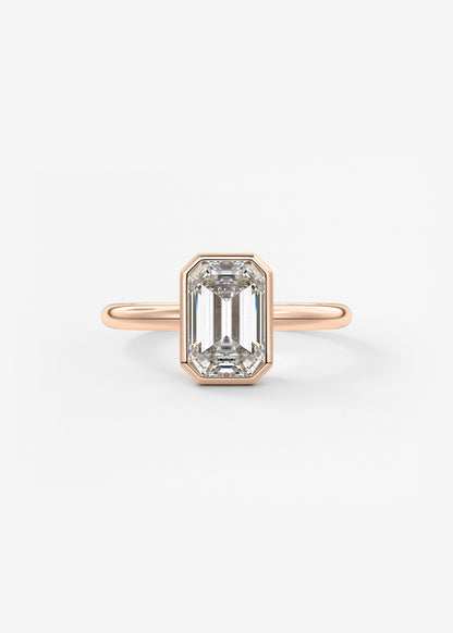 Emerald Bezel Lab Grown Diamond Engagement Ring