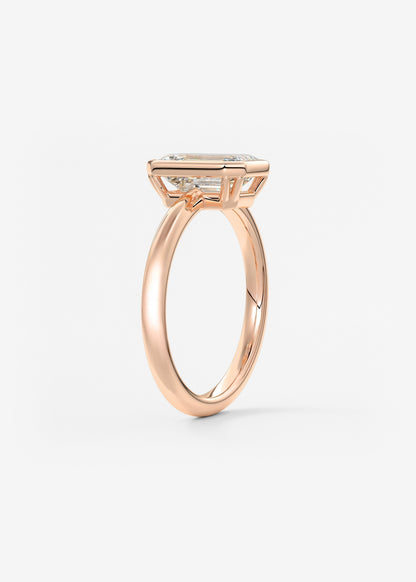 Emerald Bezel Lab Grown Diamond Engagement Ring