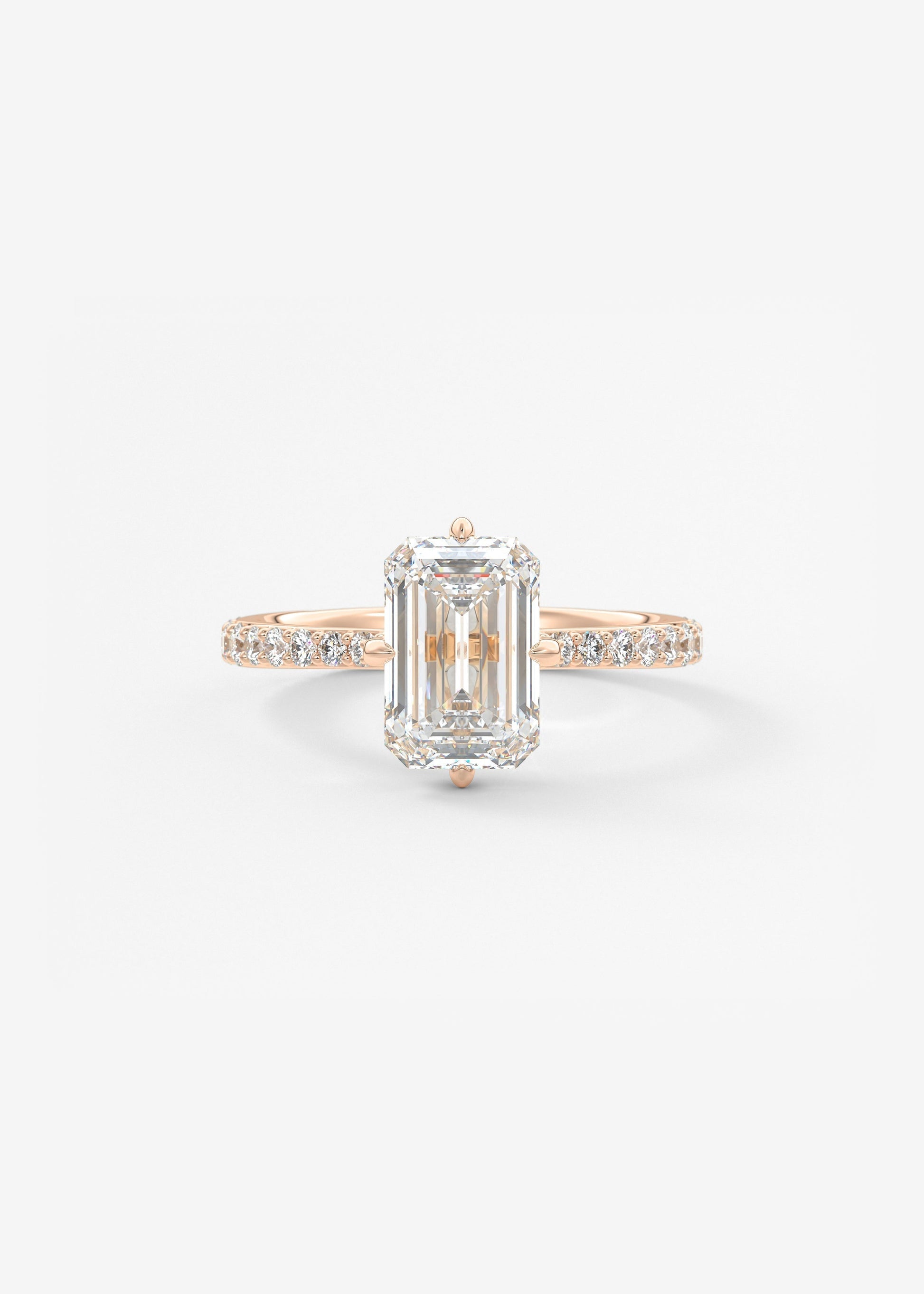 Emerald Hidden Halo Pave Lab Grown Diamond Engagement Ring