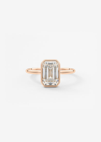 Emerald Bezel Lab Grown Diamond Engagement Ring