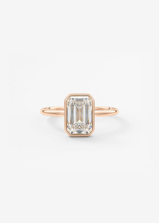 Emerald Bezel Lab Grown Diamond Engagement Ring