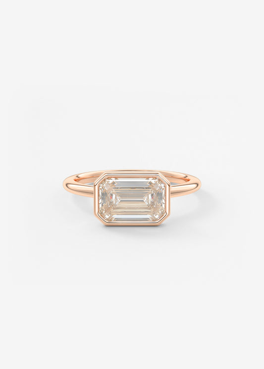 Emerald East West Bezel Lab Grown Diamond Engagement Ring