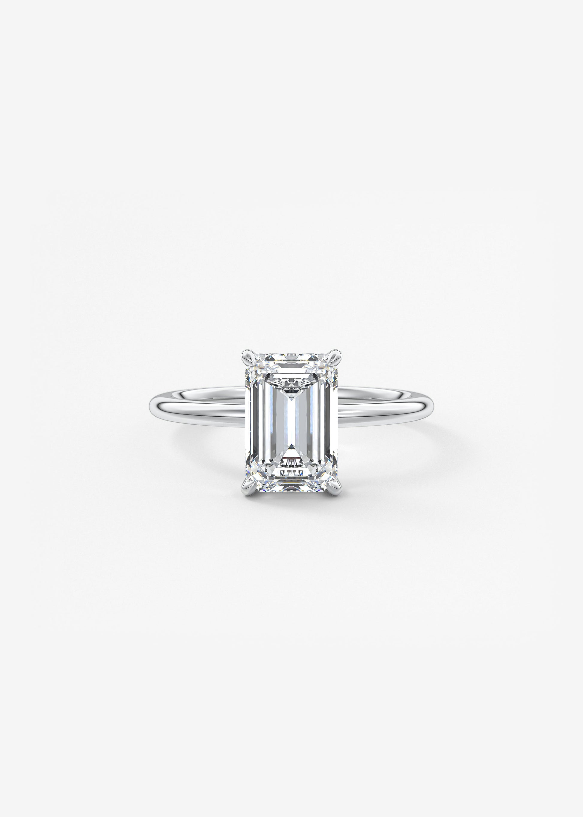 Emerald Hidden Halo Lab Grown Diamond Engagement Ring