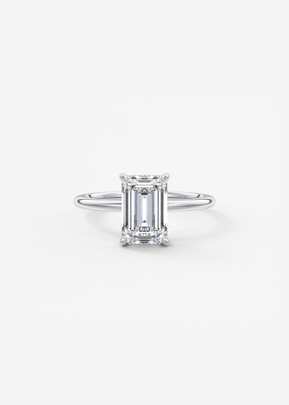 Emerald Hidden Halo Lab Grown Diamond Engagement Ring