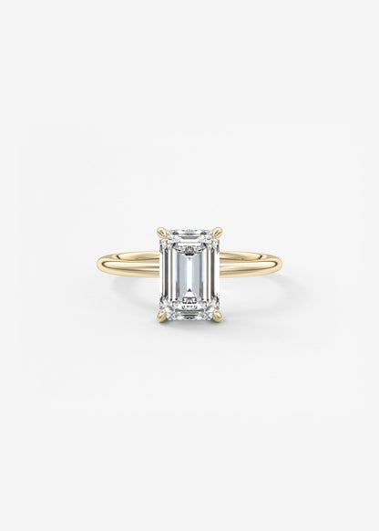 Emerald Hidden Halo Lab Grown Diamond Engagement Ring