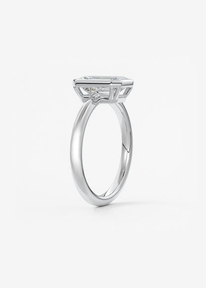 Emerald Bezel Lab Grown Diamond Engagement Ring