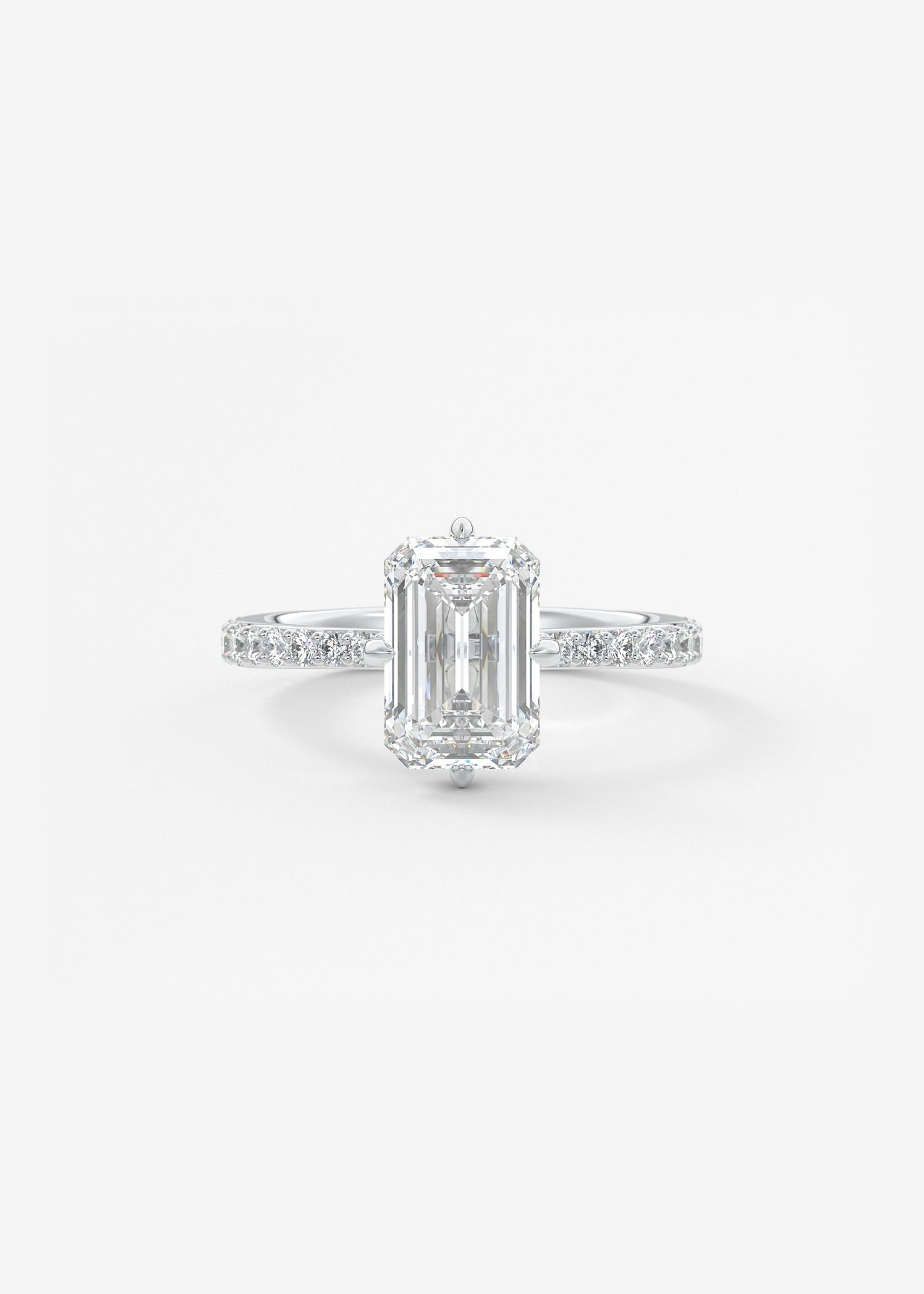 Emerald Hidden Halo Pave Lab Grown Diamond Engagement Ring