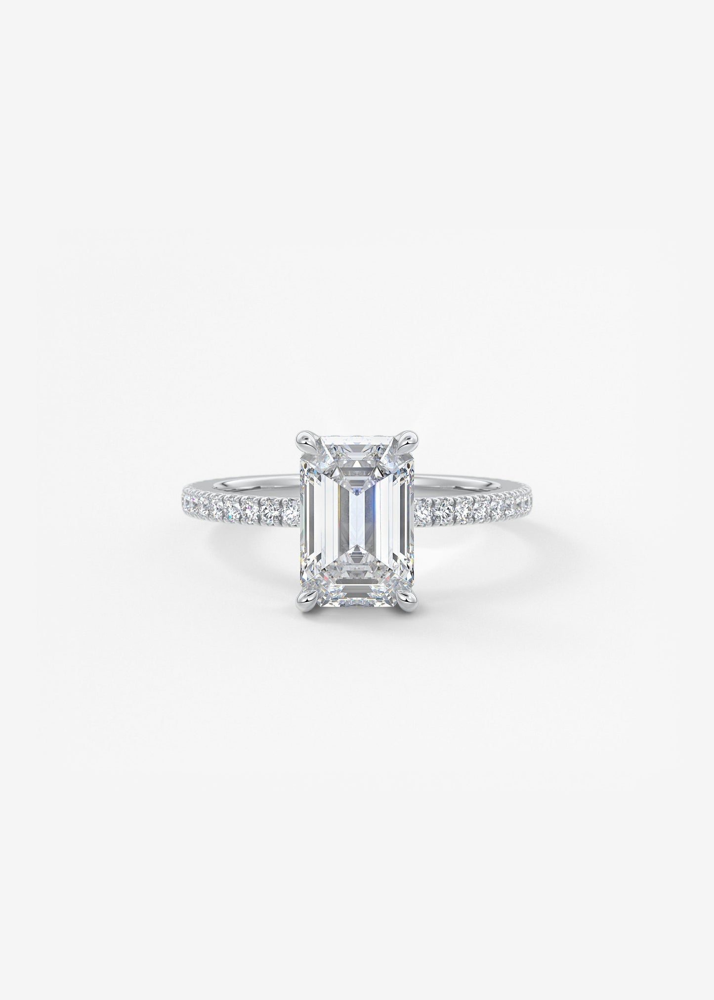 Emerald Hidden Halo Pave Lab Grown Diamond Engagement Ring