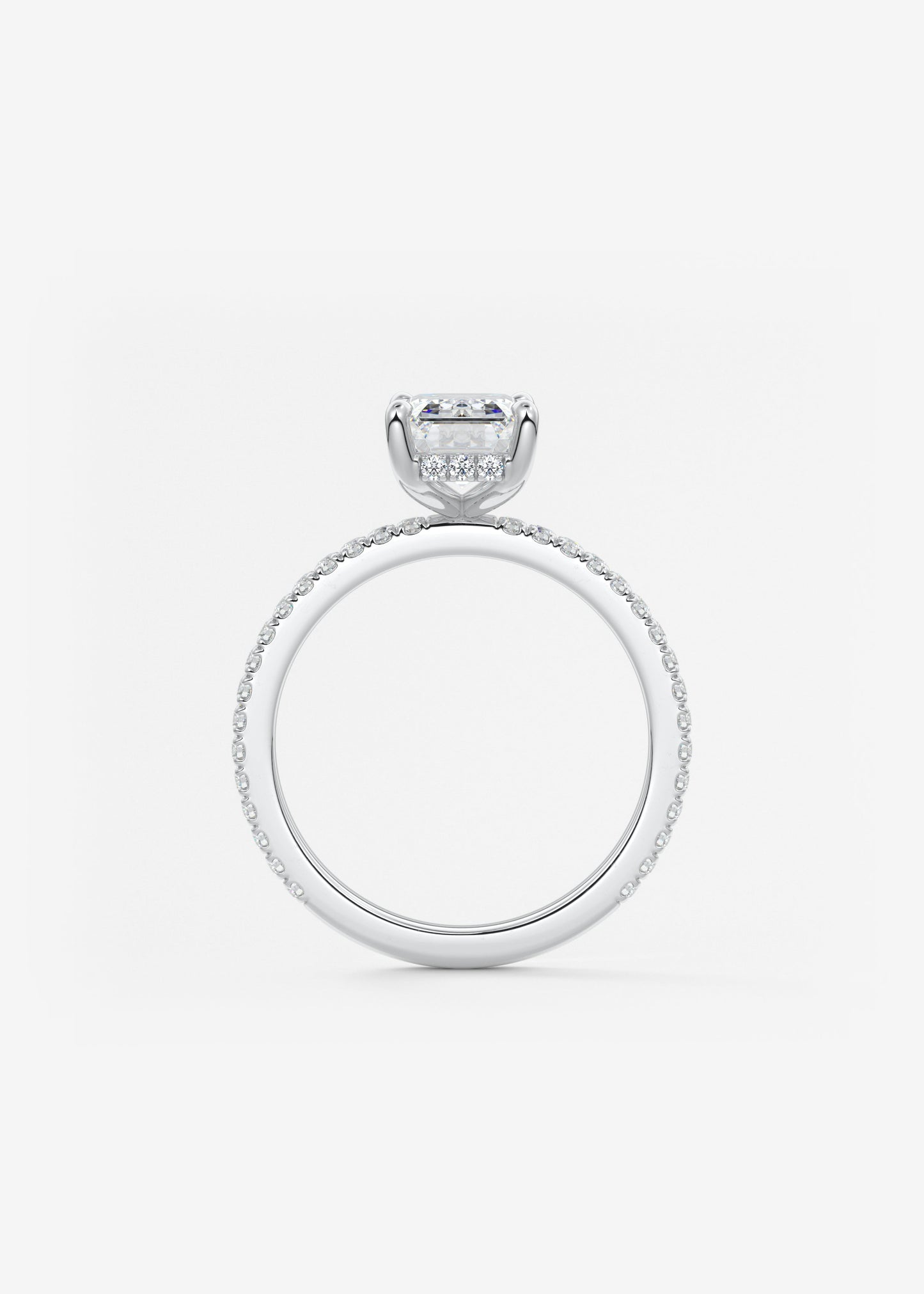 Emerald Hidden Halo Pave Lab Grown Diamond Engagement Ring
