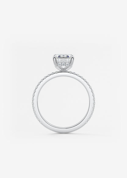 Emerald Hidden Halo Pave Lab Grown Diamond Engagement Ring