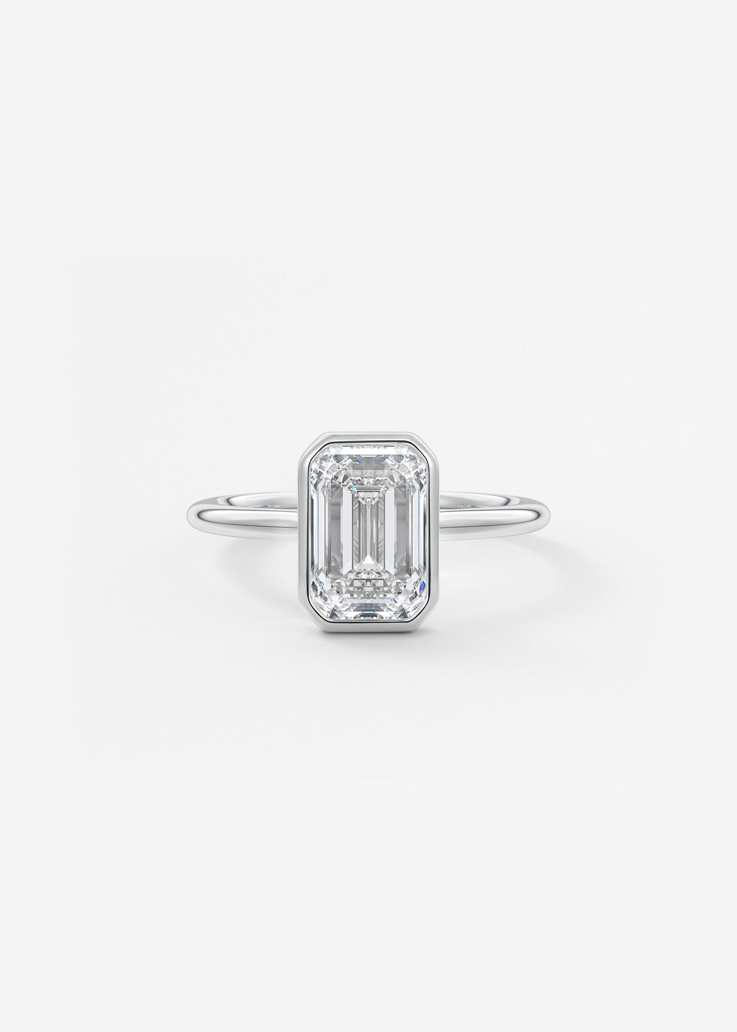 Emerald Bezel Lab Grown Diamond Engagement Ring