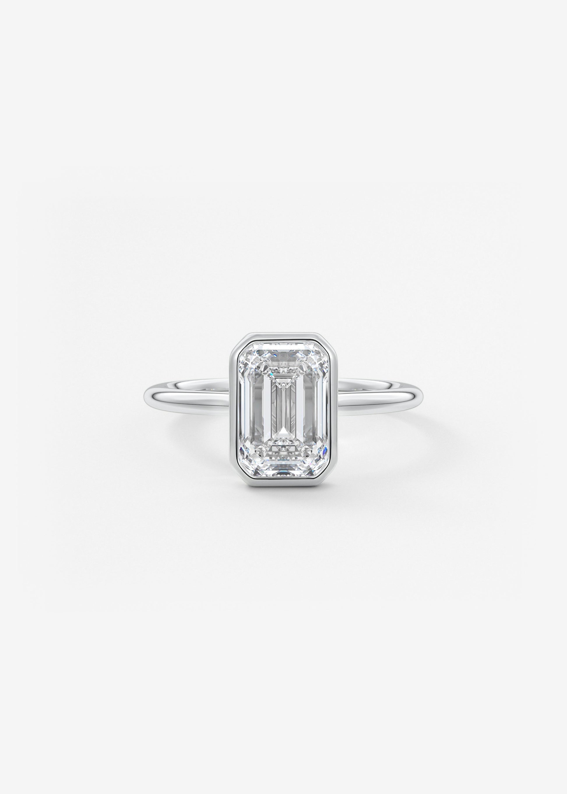 Emerald Bezel Lab Grown Diamond Engagement Ring