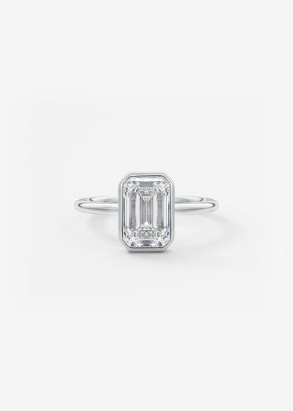 Emerald Bezel Lab Grown Diamond Engagement Ring