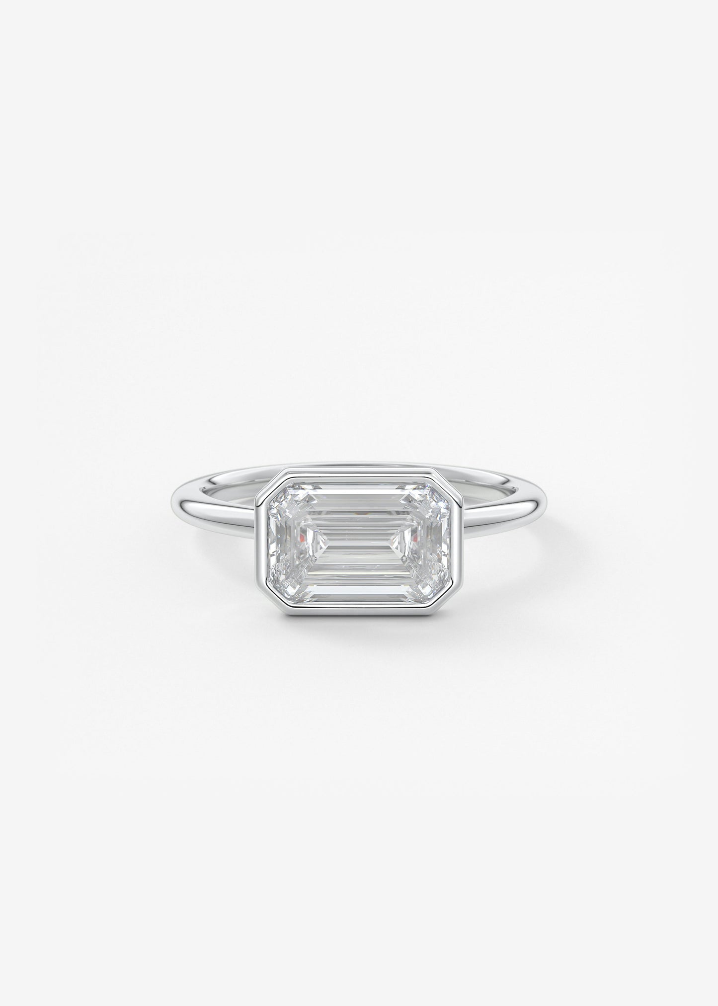 Emerald East West Bezel Lab Grown Diamond Engagement Ring