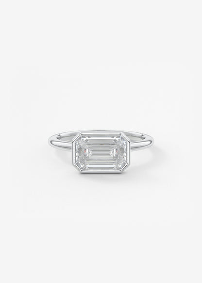 Emerald East West Bezel Lab Grown Diamond Engagement Ring