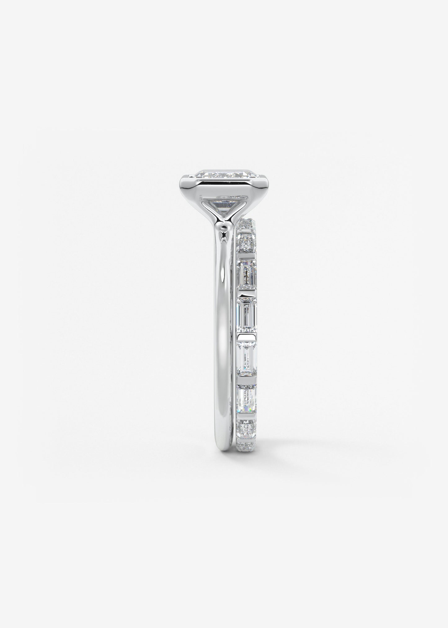 Emerald East West Bezel Lab Grown Diamond Engagement Ring