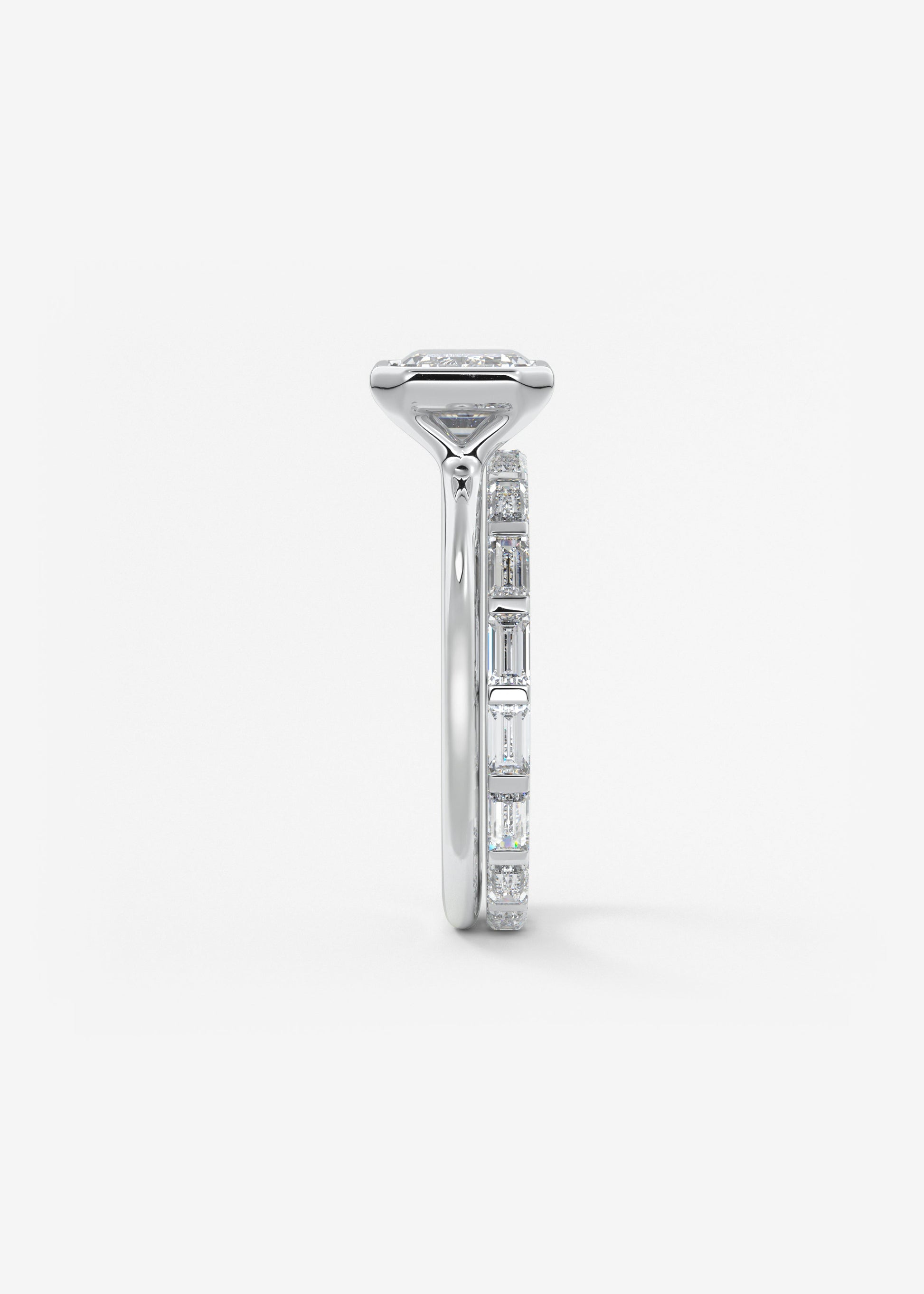 Emerald East West Bezel Lab Grown Diamond Engagement Ring
