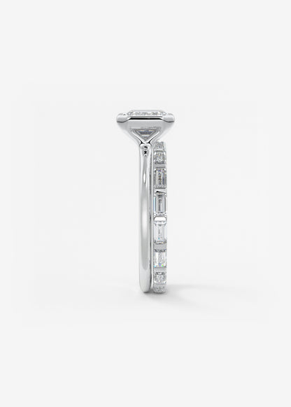 Emerald East West Bezel Lab Grown Diamond Engagement Ring