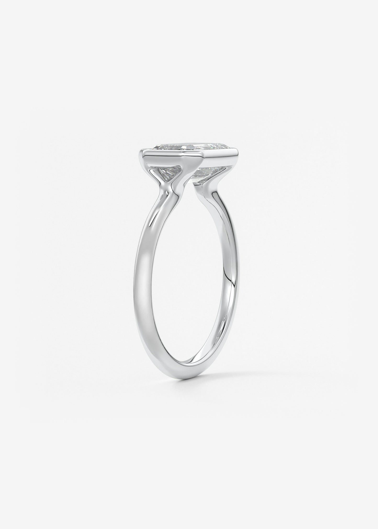 Emerald East West Bezel Lab Grown Diamond Engagement Ring