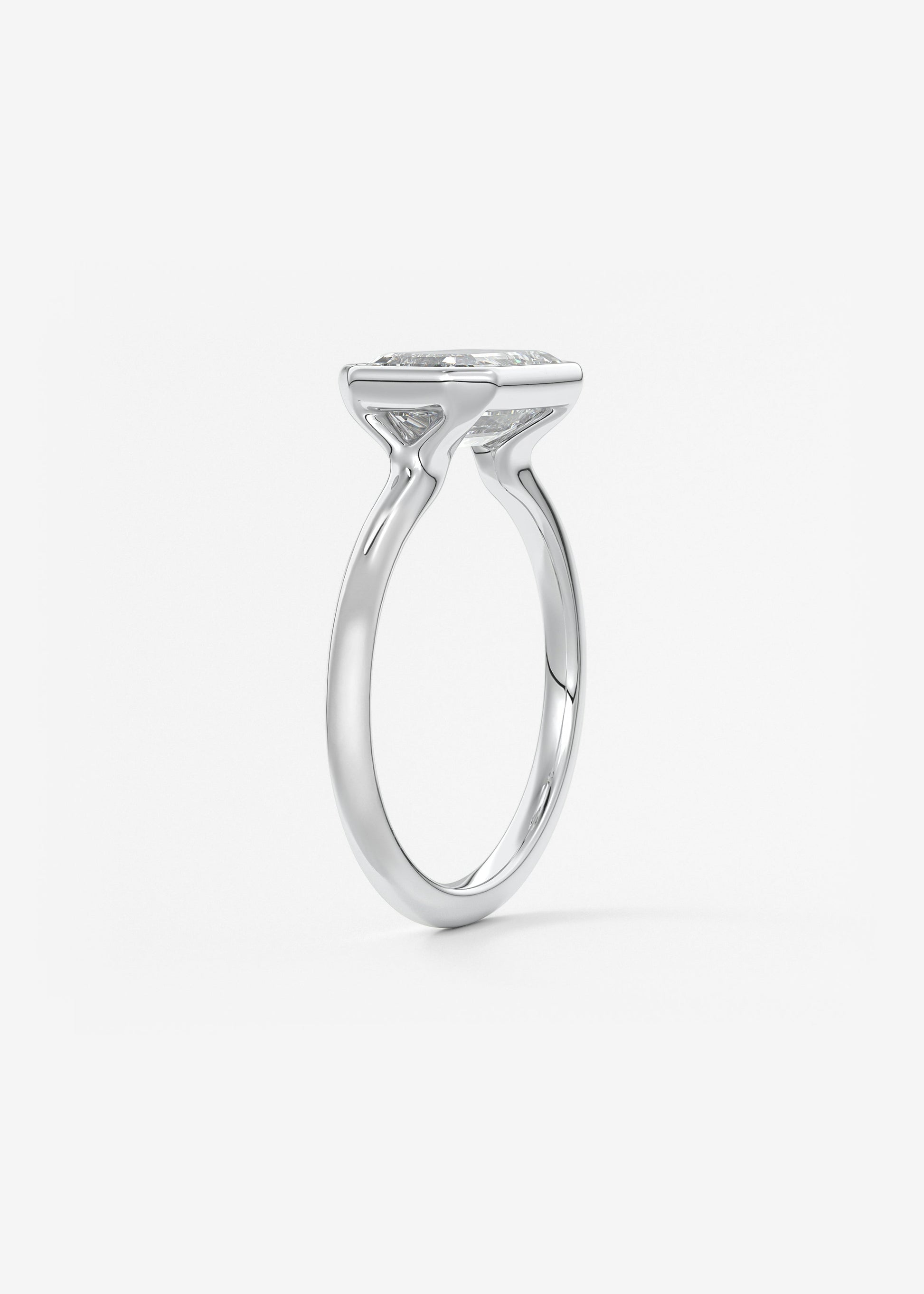 Emerald East West Bezel Lab Grown Diamond Engagement Ring