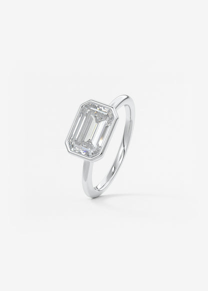 Emerald East West Bezel Lab Grown Diamond Engagement Ring