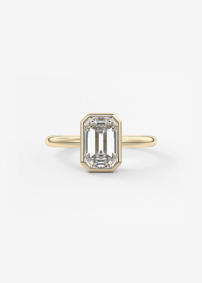 Emerald Bezel Lab Grown Diamond Engagement Ring