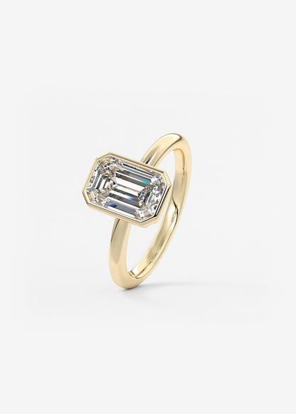 Emerald Bezel Lab Grown Diamond Engagement Ring