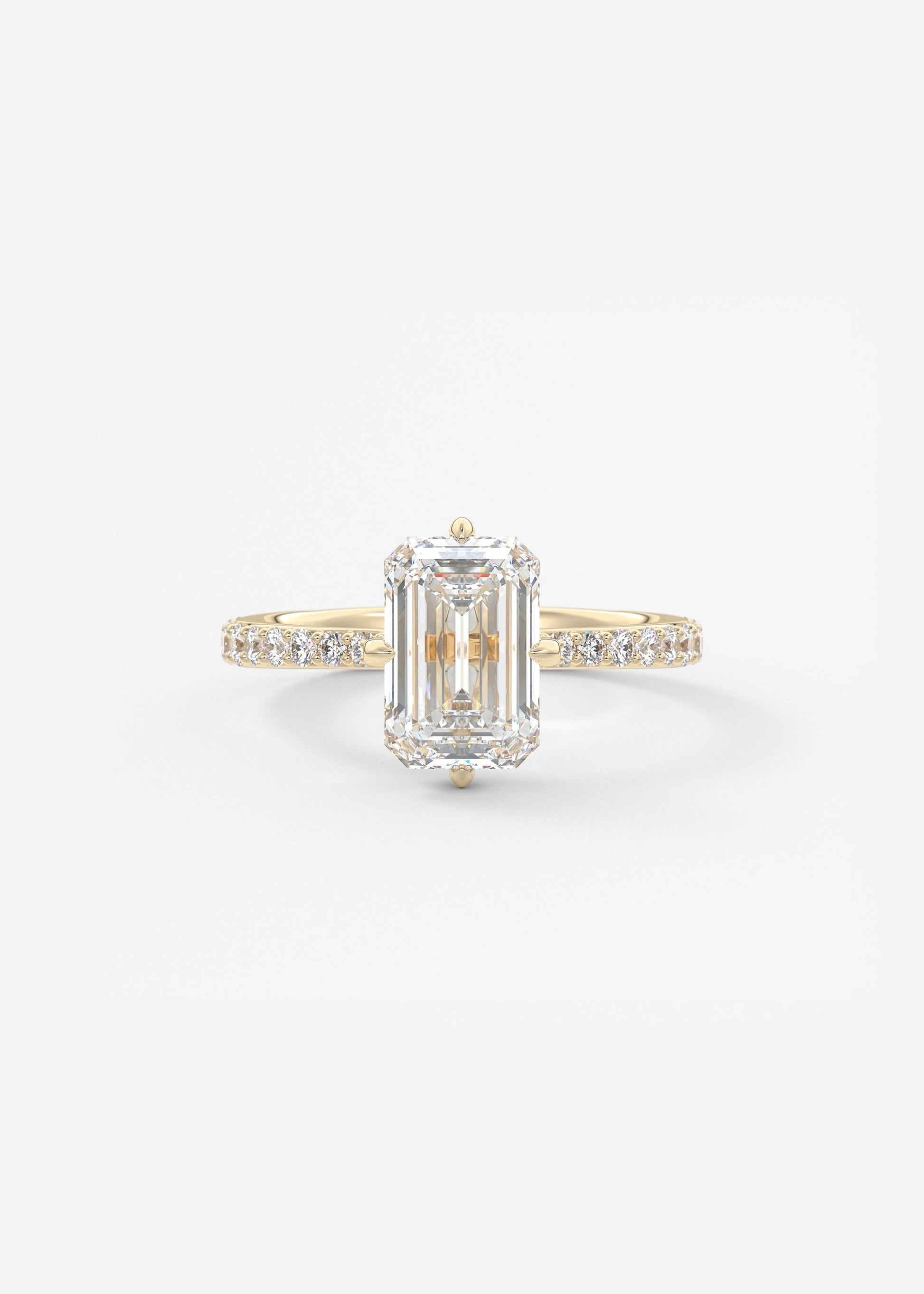 Emerald Hidden Halo Pave Lab Grown Diamond Engagement Ring