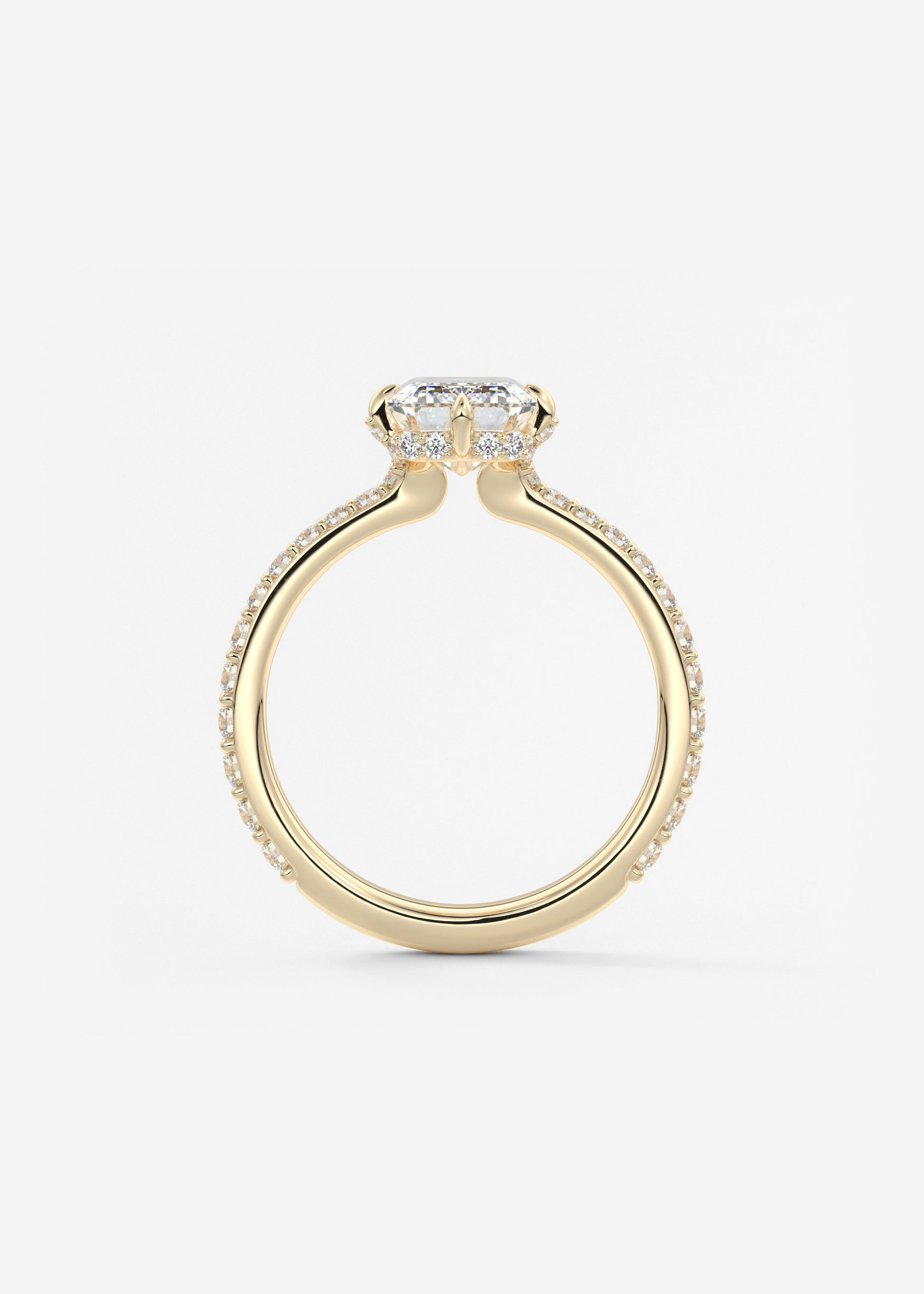 Emerald Hidden Halo Pave Lab Grown Diamond Engagement Ring