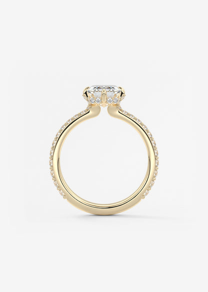 Emerald Hidden Halo Pave Lab Grown Diamond Engagement Ring