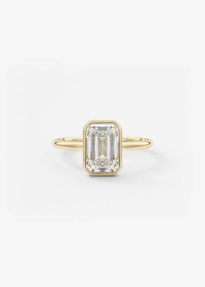 Emerald Bezel Lab Grown Diamond Engagement Ring