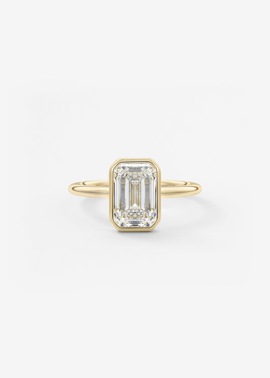 Emerald Bezel Lab Grown Diamond Engagement Ring
