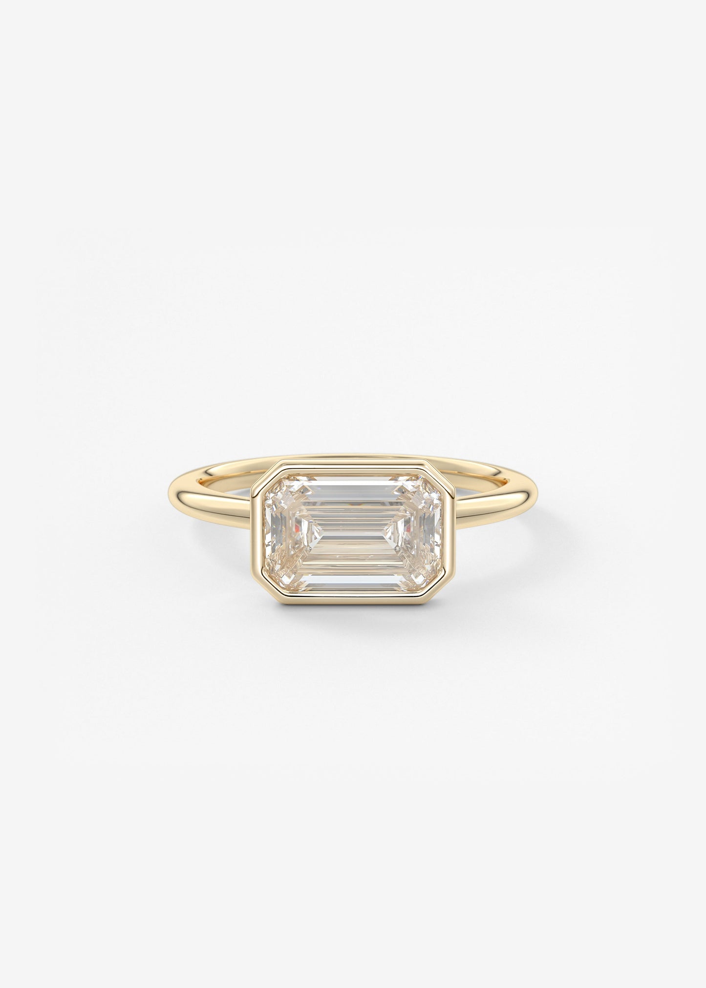 Emerald East West Bezel Lab Grown Diamond Engagement Ring