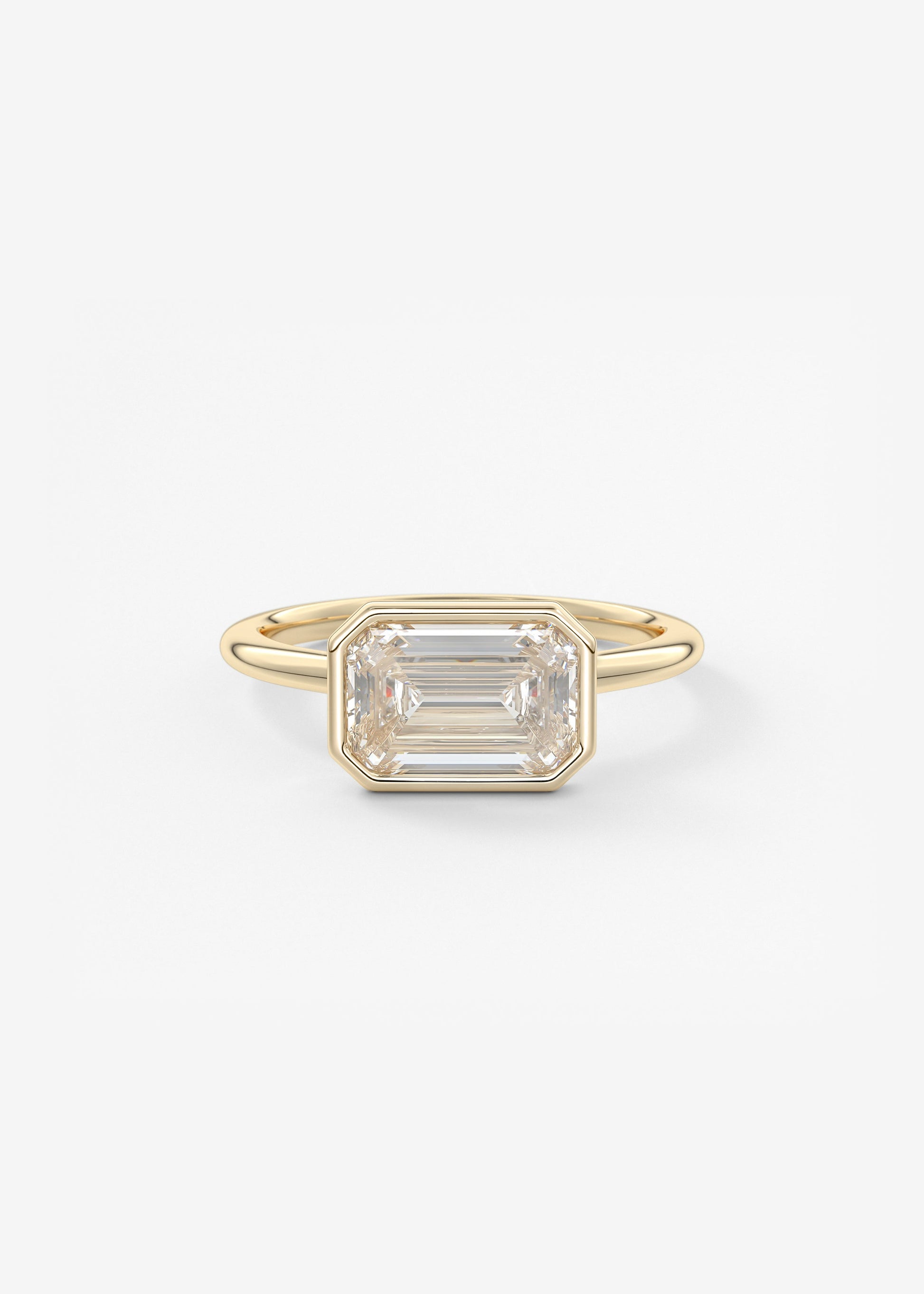 Emerald East West Bezel Lab Grown Diamond Engagement Ring
