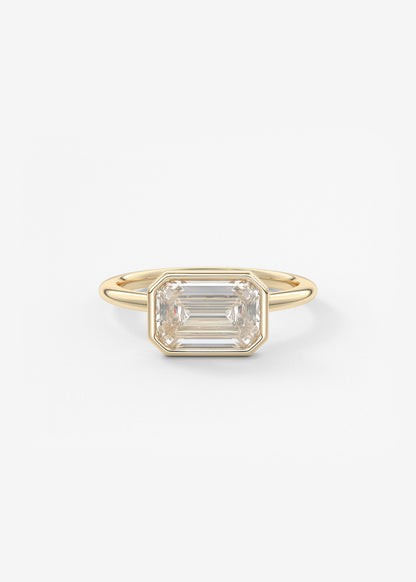Emerald East West Bezel Lab Grown Diamond Engagement Ring