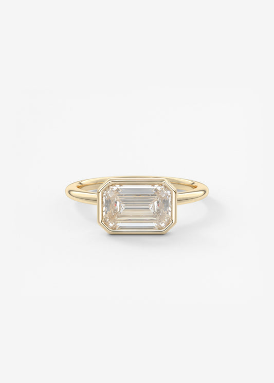 Emerald East West Bezel Lab Grown Diamond Engagement Ring