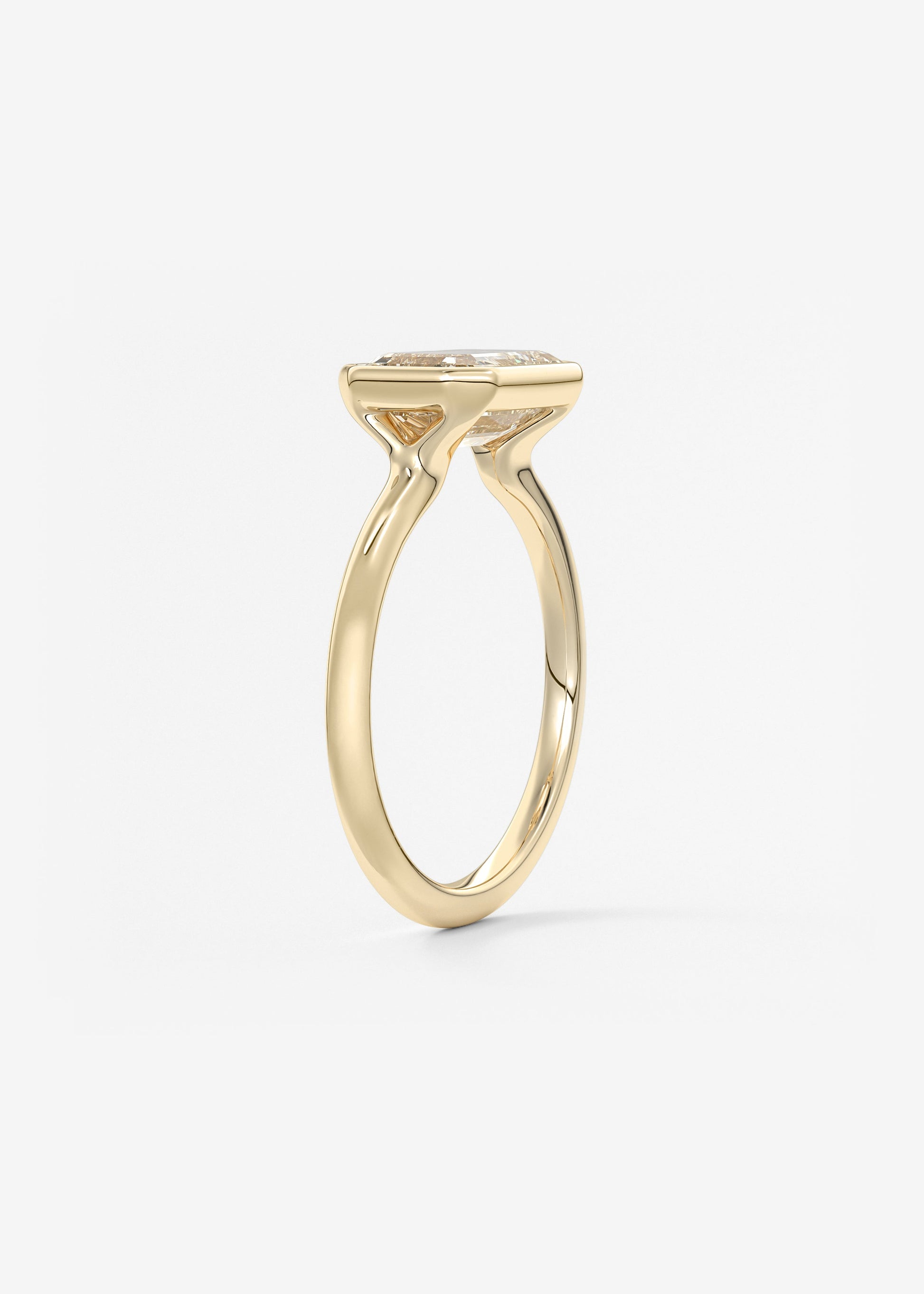 Emerald East West Bezel Lab Grown Diamond Engagement Ring