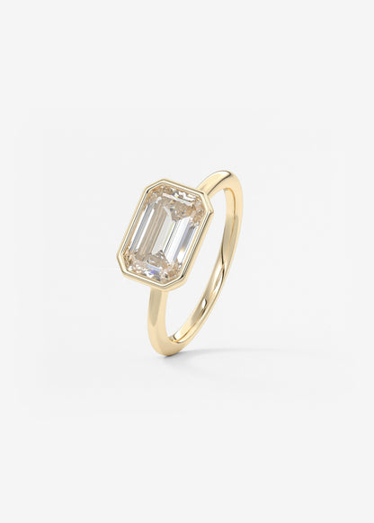 Emerald East West Bezel Lab Grown Diamond Engagement Ring