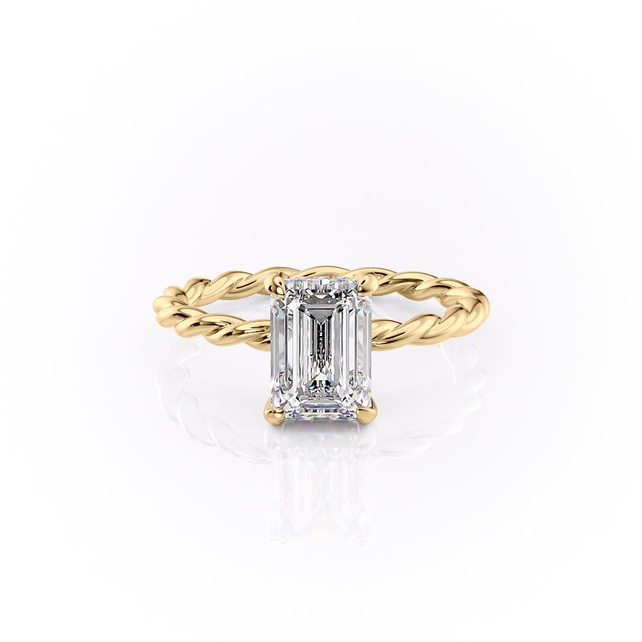 1.91 CT Emerald Cut Hidden Halo Twisted Pave Setting Moissanite Engagement Ring 11